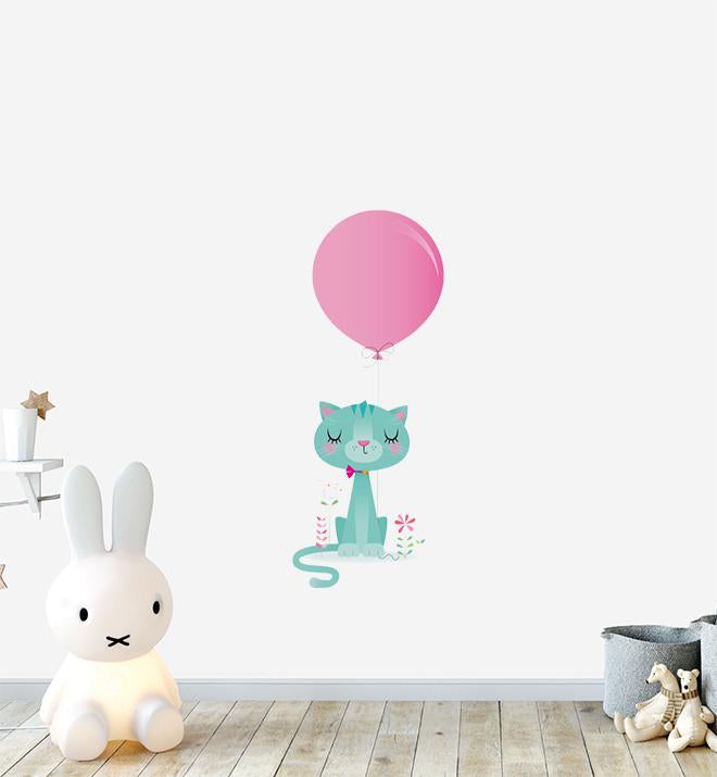 Cat With Big Balloon Wall Sticker