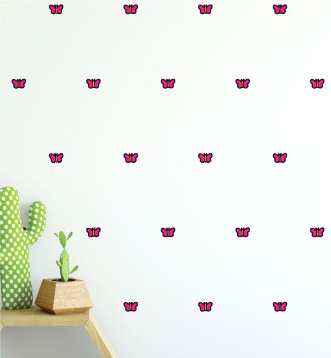 Pink Butterfly Pattern (Collection of 28) Wall Sticker