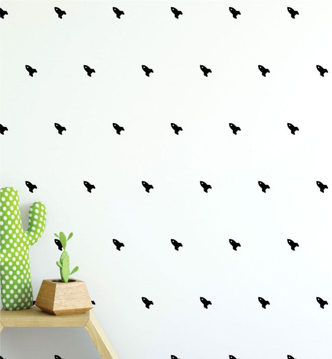 Rocket Pattern Black (Collection of 49) Wall Sticker