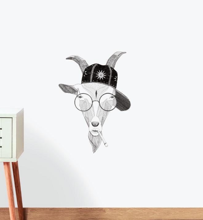 Goat Boy Sticker Attractive Goat Wall Sticker | Little Sticker Boy