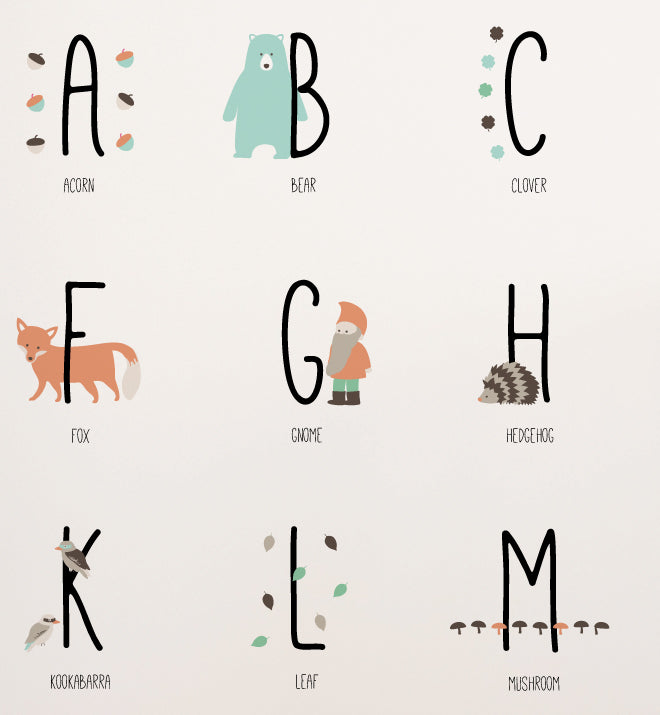 Woodland Animal Alphabet Wall Sticker