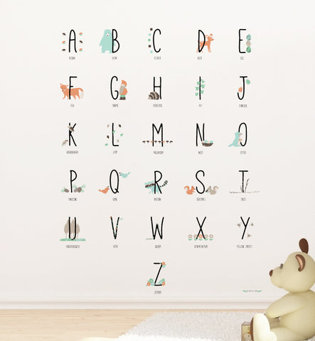 Woodland Animal Alphabet Wall Sticker
