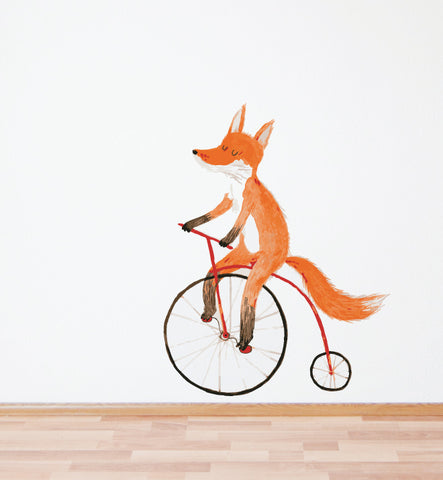 Fox on a Bike Wall Sticker