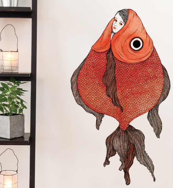 Cry Baby Fish Girl Wall Sticker | Little Sticker Boy