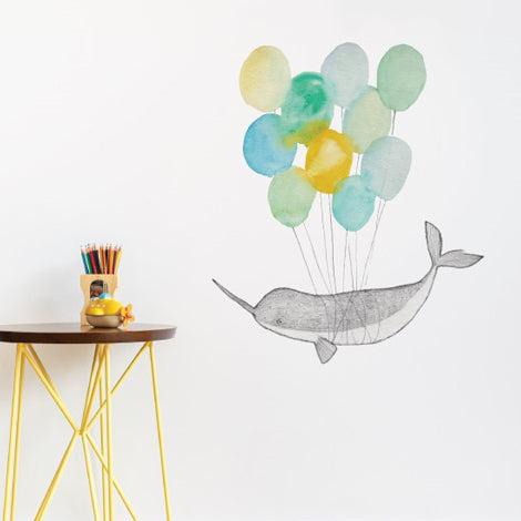 Narwhal on Balloons Wall Sticker