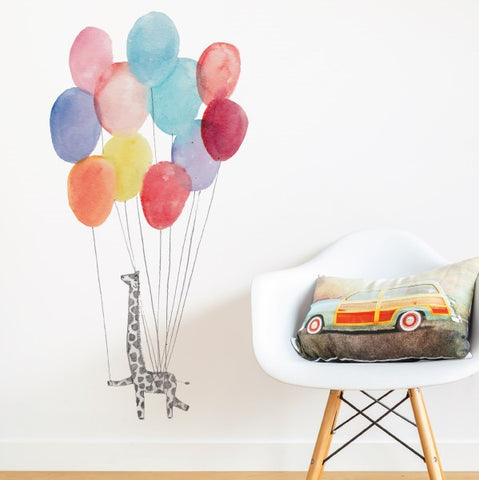 Giraffe on Balloons Wall Sticker