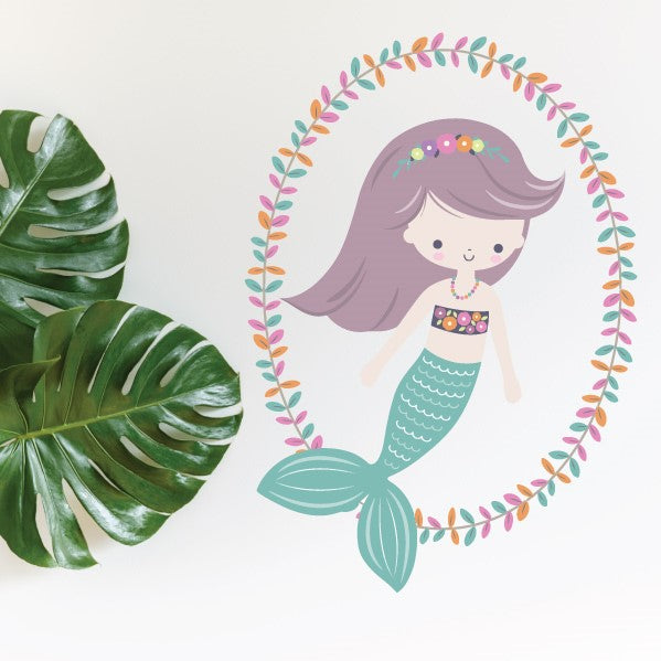 Mermaid Teal Wreath Wall Sticker