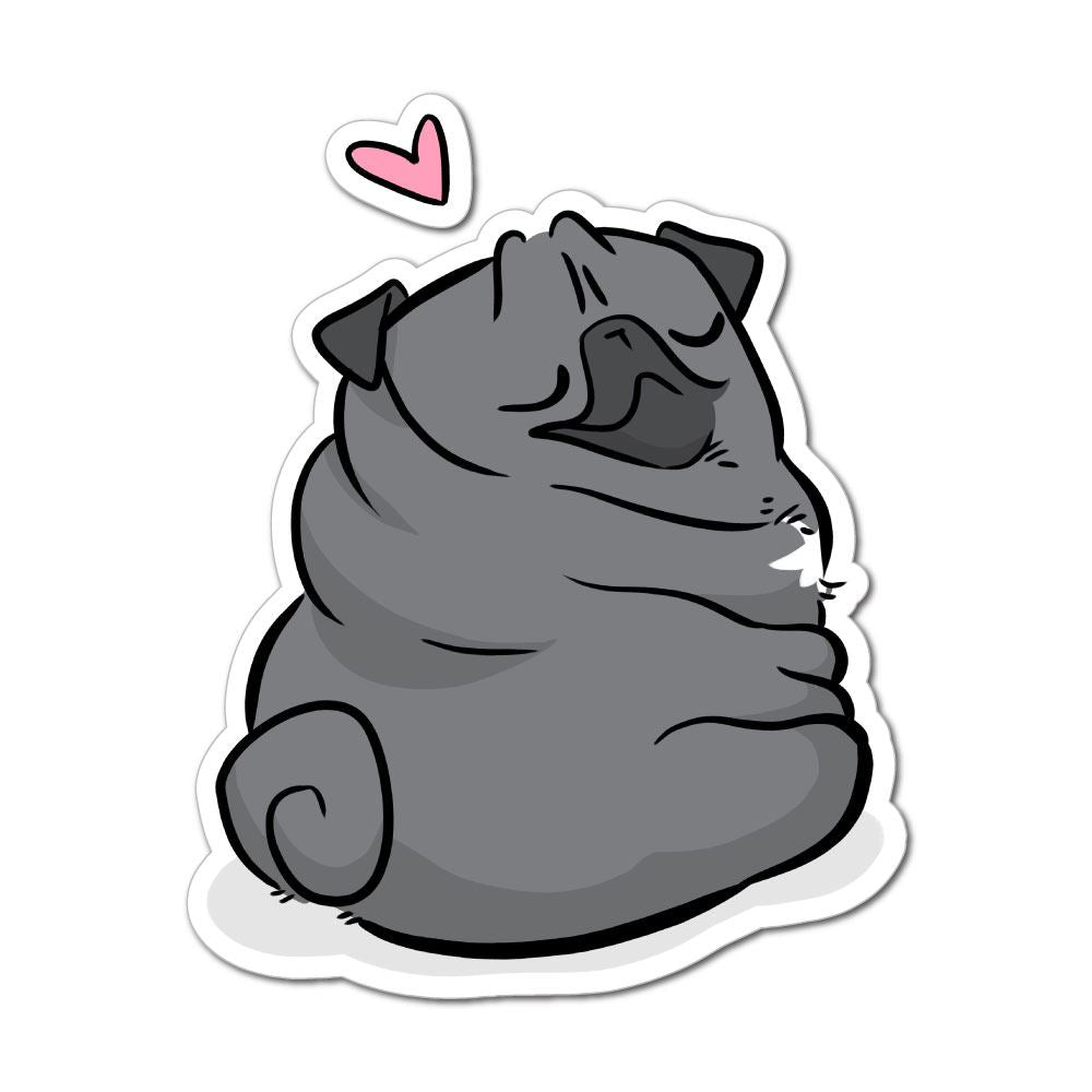 Love Rolls Black Pug Sticker Decal