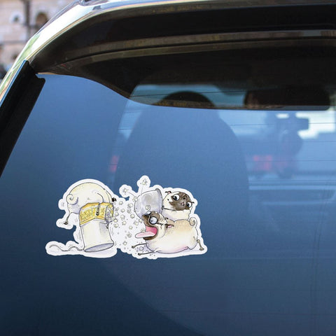 Three Popcorn Pugs Sticker Decal