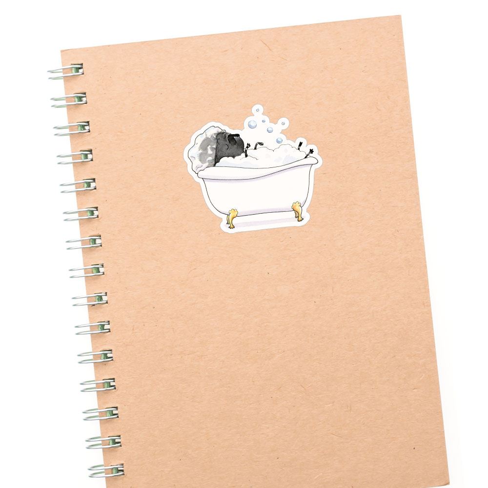 Pug In A Tub Sticker Decal