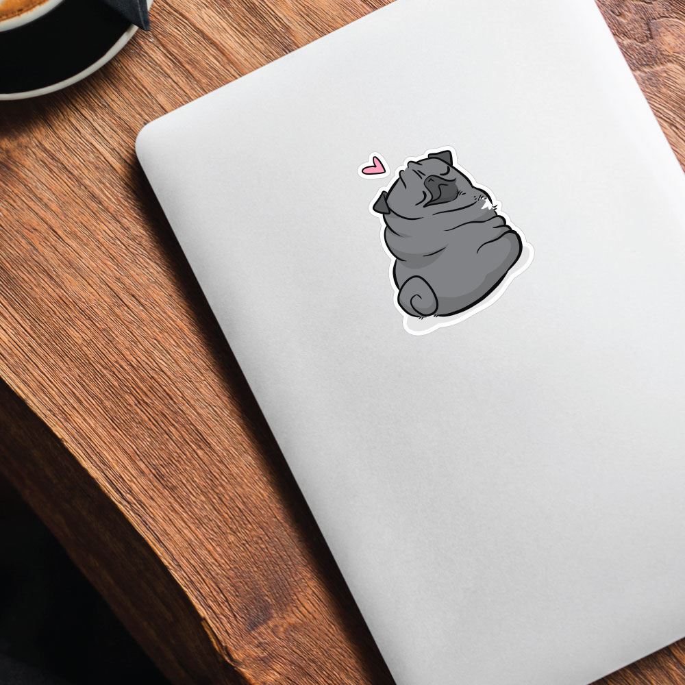 Love Rolls Black Pug Sticker Decal