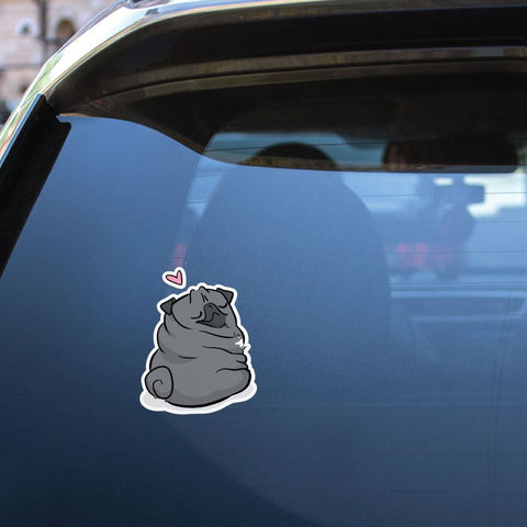 Love Rolls Black Pug Sticker Decal