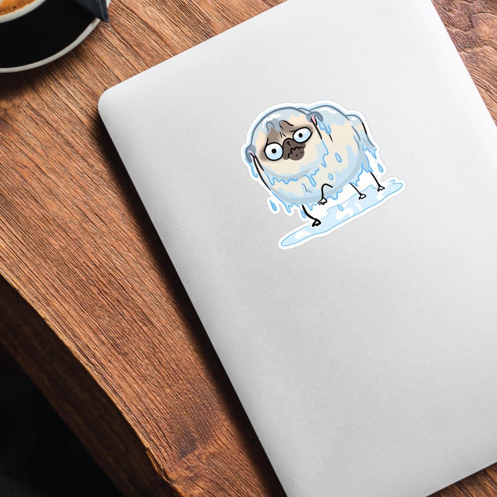 Rain White Pug Sticker Decal
