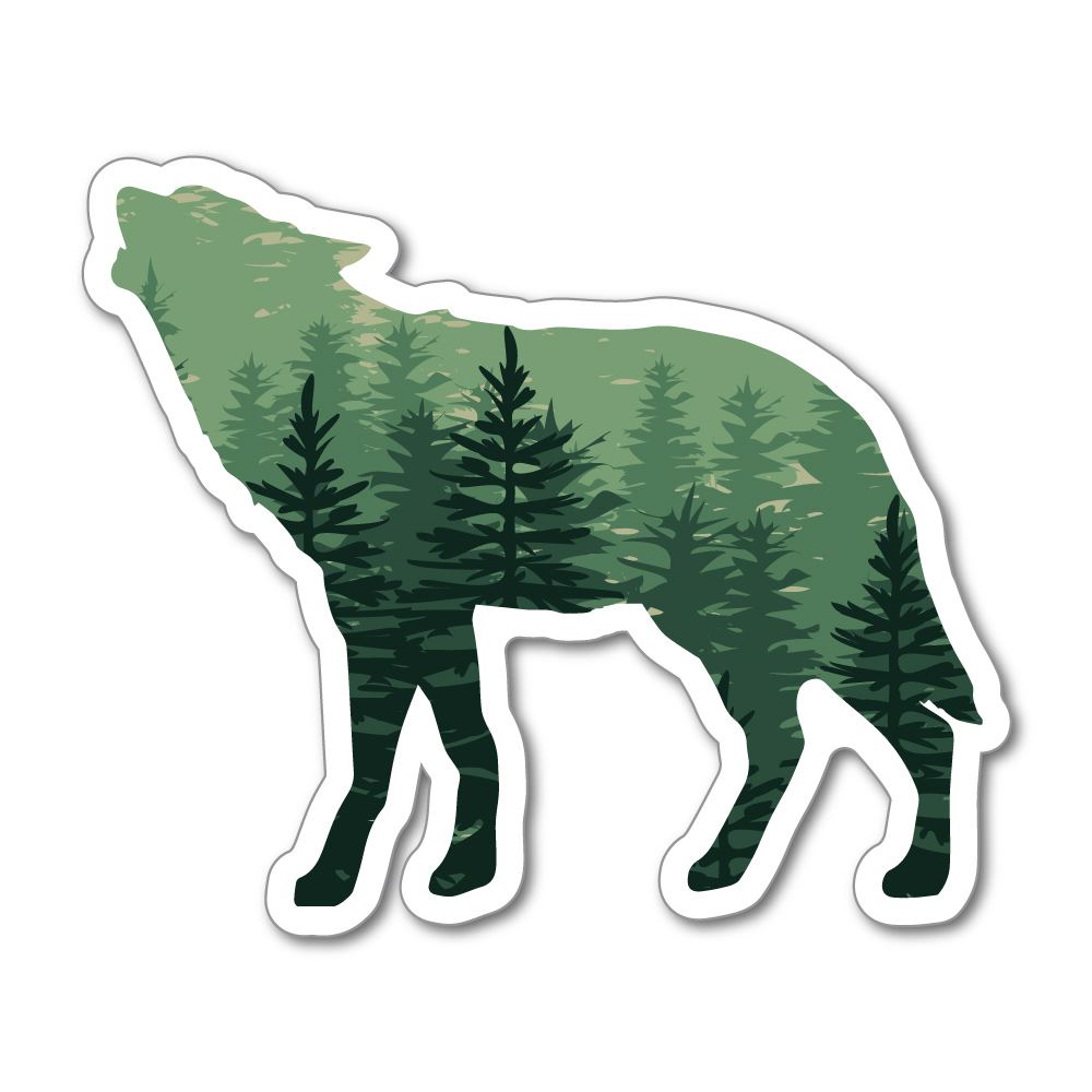 Wolf Silhouette Forest Sticker Decal