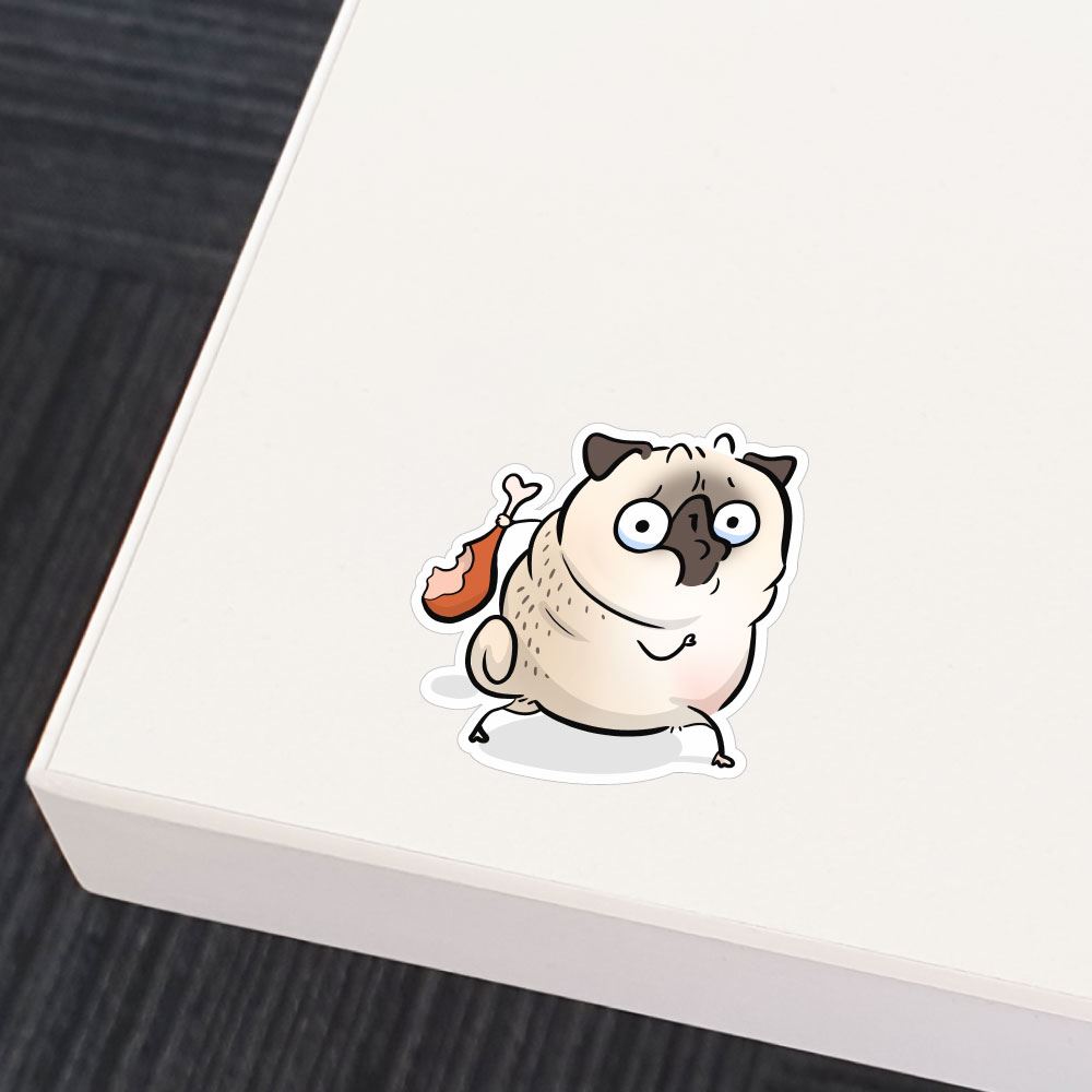 Chicken Thief White Pug Sticker Decal