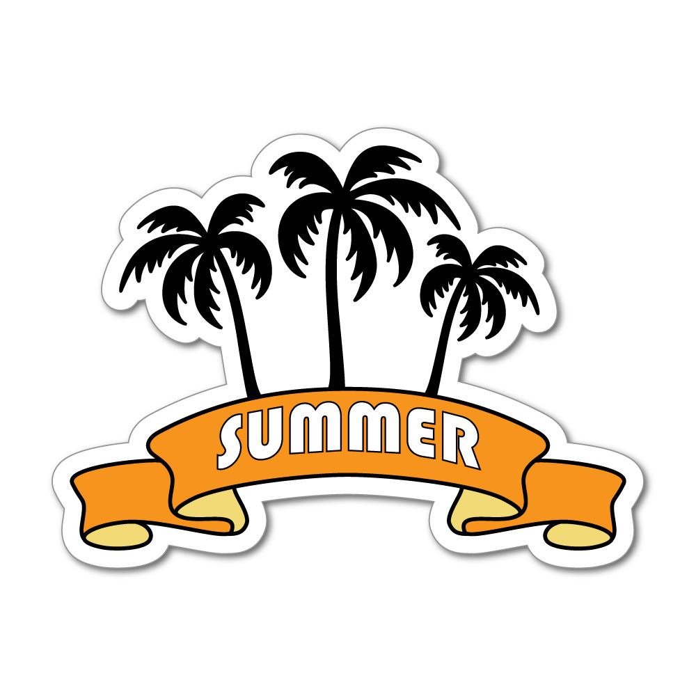 Summer Holidays Banner Palm Trees Beach Sun Happy  Car Sticker Decal