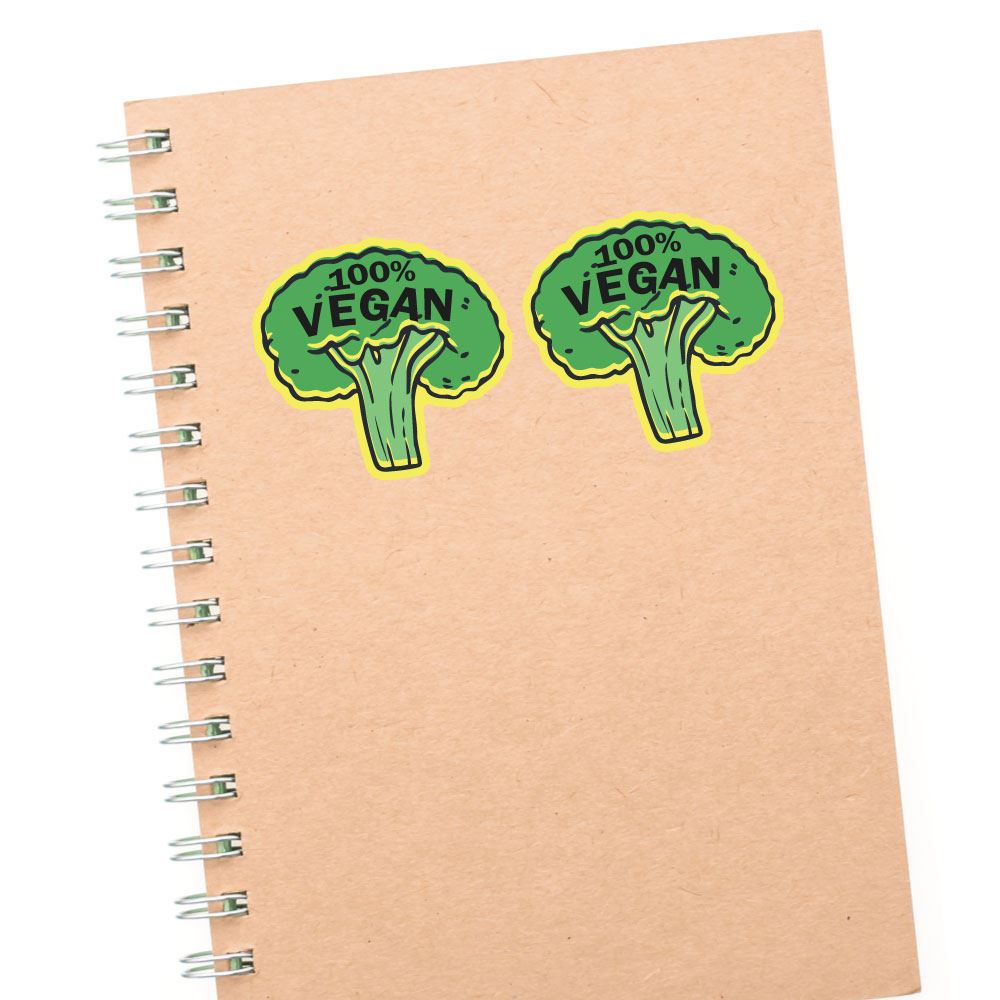 2X 100 Percent Vegan Broccoli Sticker Decal