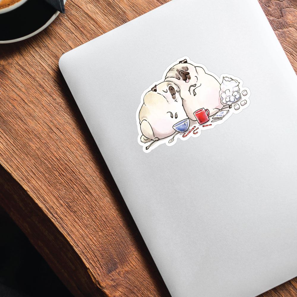 Hot Choco And A Movie Pugs Sticker Decal