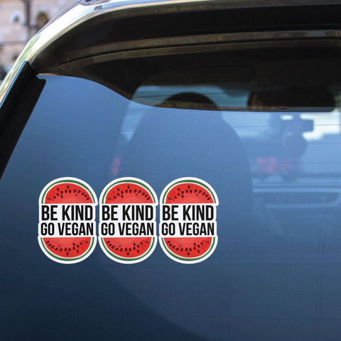 3X Be Kind Go Vegan Watermelon Sticker Decal