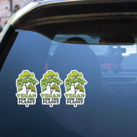3X Vegan For The Planet Tree Sticker Decal