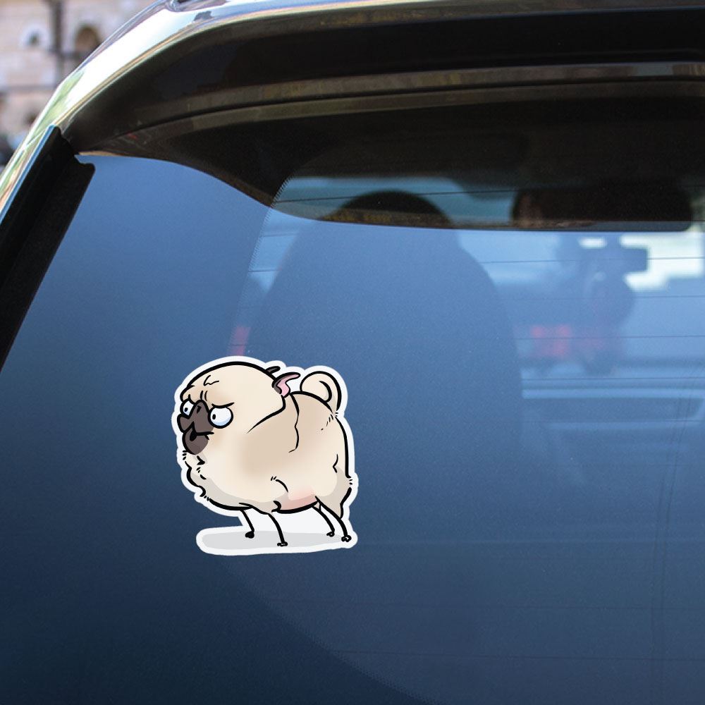 Fury White Pug Sticker Decal