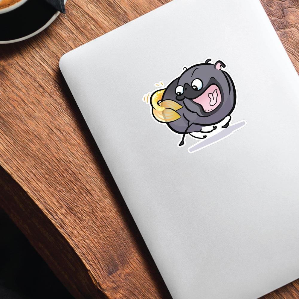 Pug Mermaid Tail Chaser Black Sticker Decal