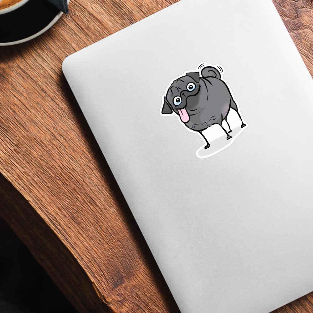 Happy Derp Black Pug Sticker Decal