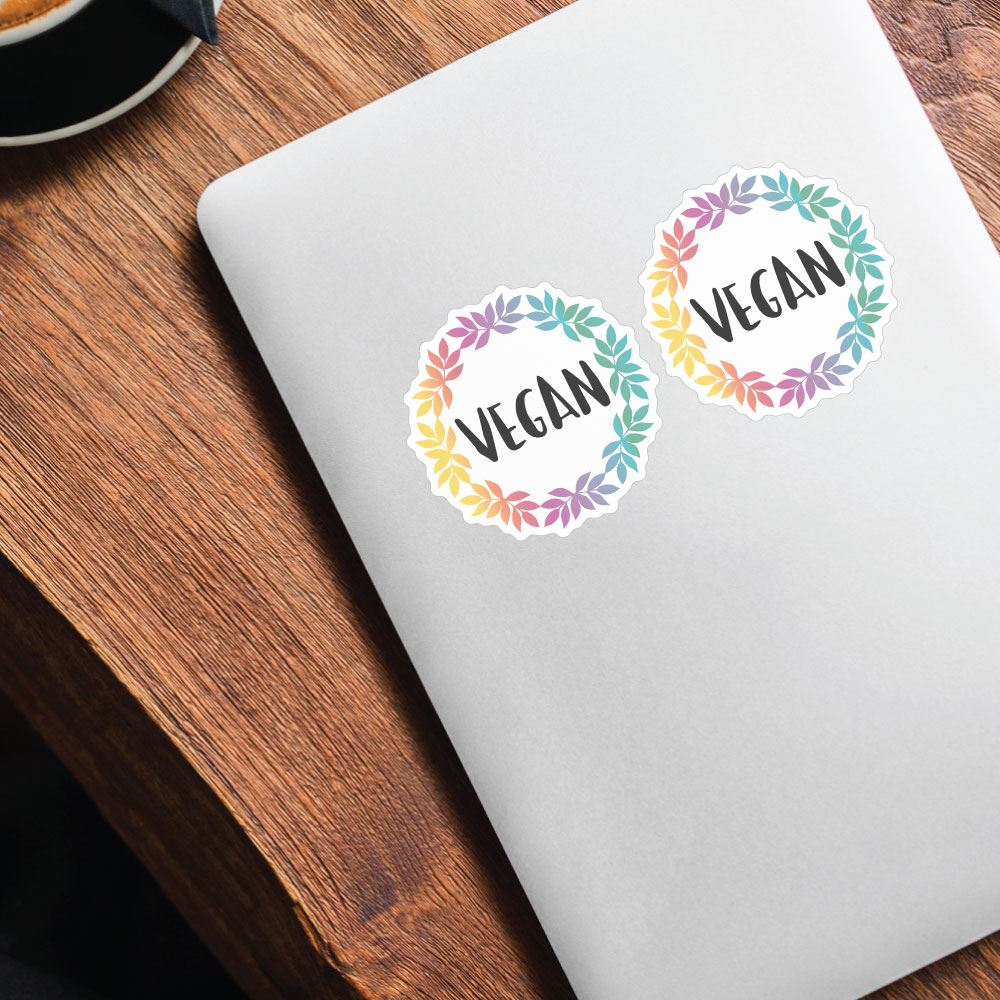 2X Vegan Rainbow Style Sticker Decal