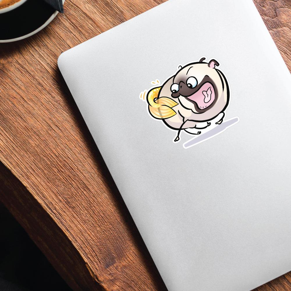Pug Mermaid Tail Chaser White Sticker Decal
