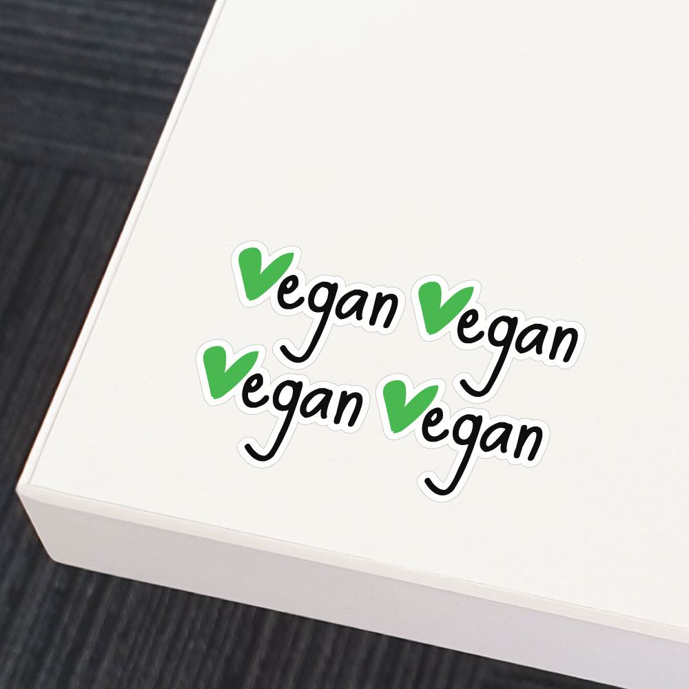 4X Green Heart Vegan Sticker Decal