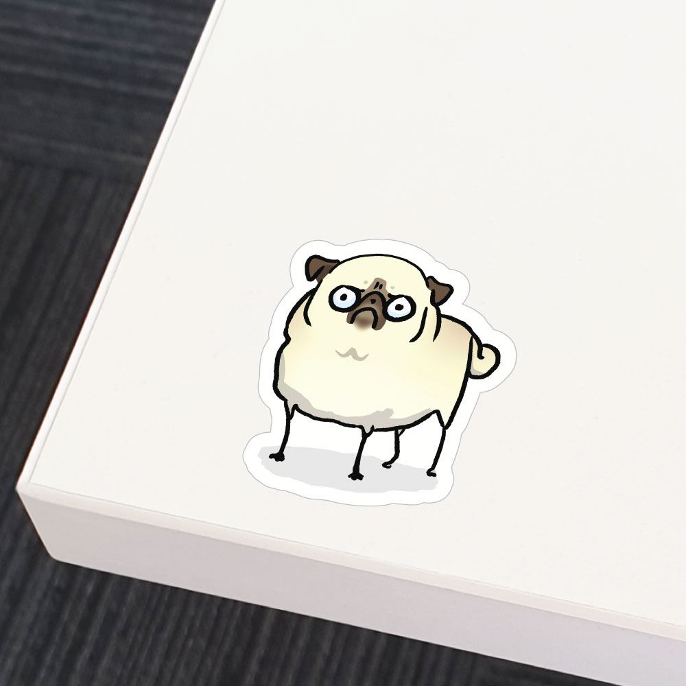 Angry Pug White Sticker Decal