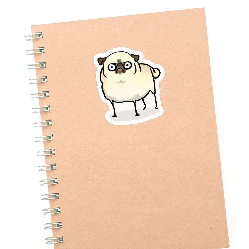 Angry Pug White Sticker Decal