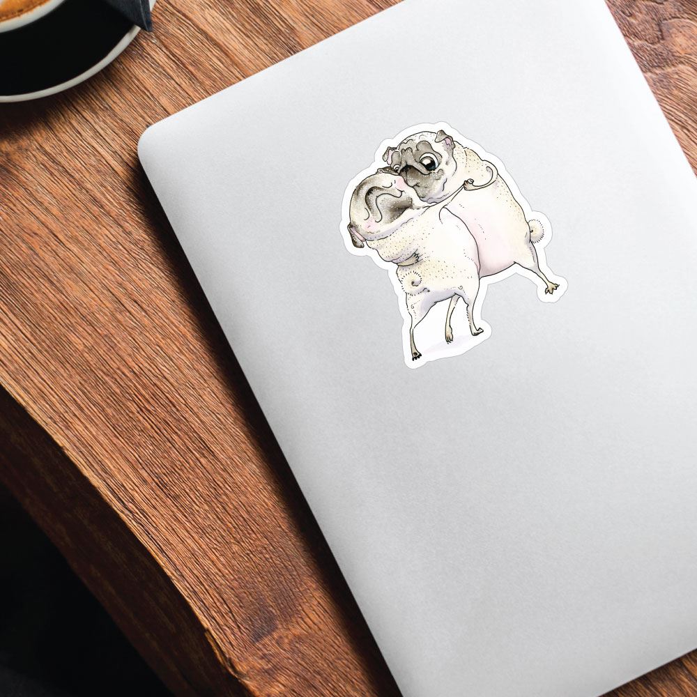 Old Love Between Pugs Sticker Decal