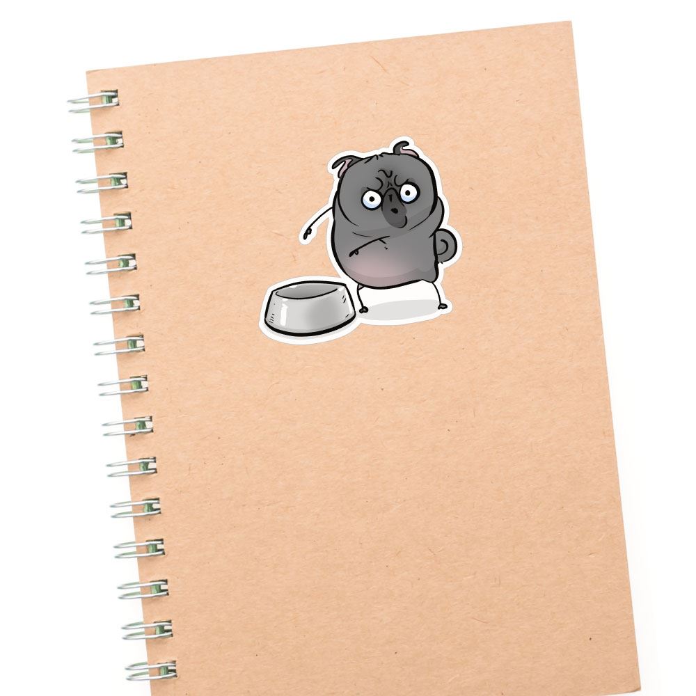 Empty Bowl Black Pug Sticker Decal