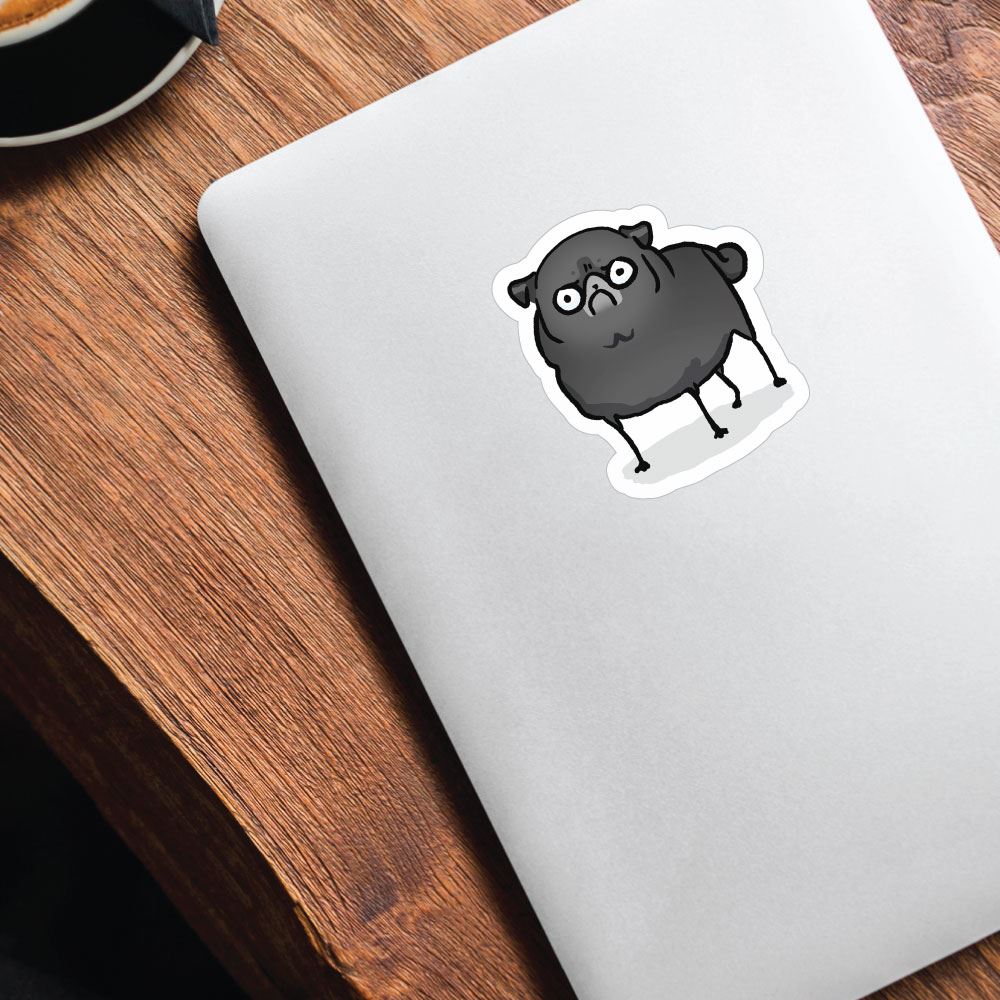 Angry Pug Black Sticker Decal