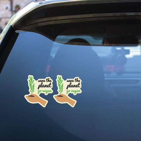 2X Save The Planet Go Vegan Sticker Decal