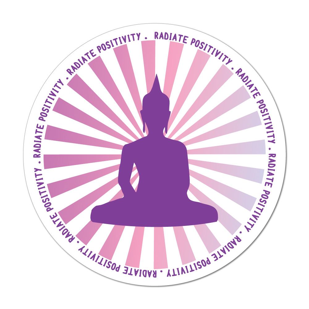 Radiate Positivity Buddha Good Vibes Meditate Yoga Hippie Car Sticker Decal