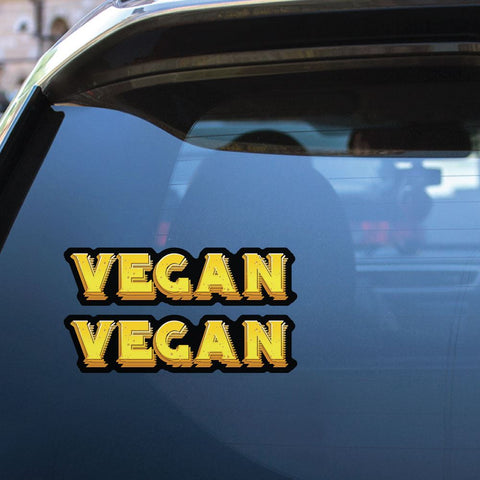 2X Vegan Yellow Text Sticker Decal