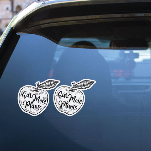 2X Eat More Plants Apple Sticker Decal