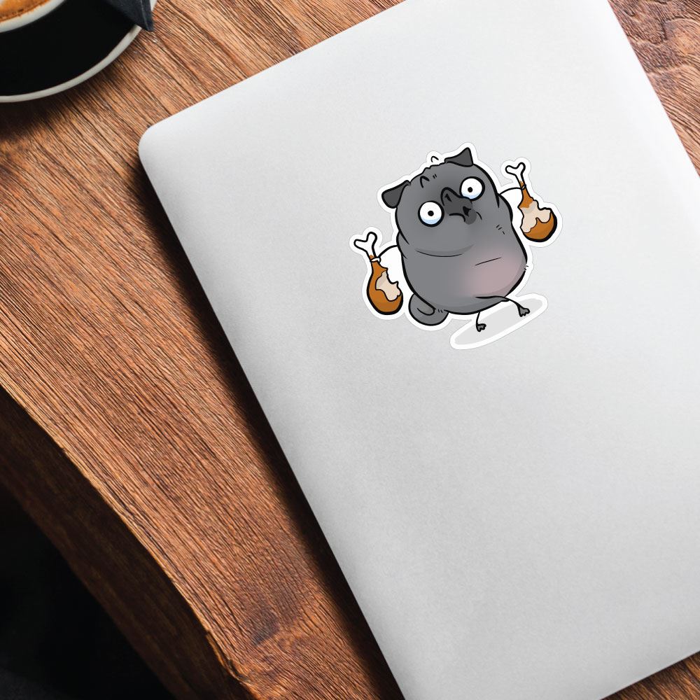 Chicken Thief Grey Pug Sticker Decal