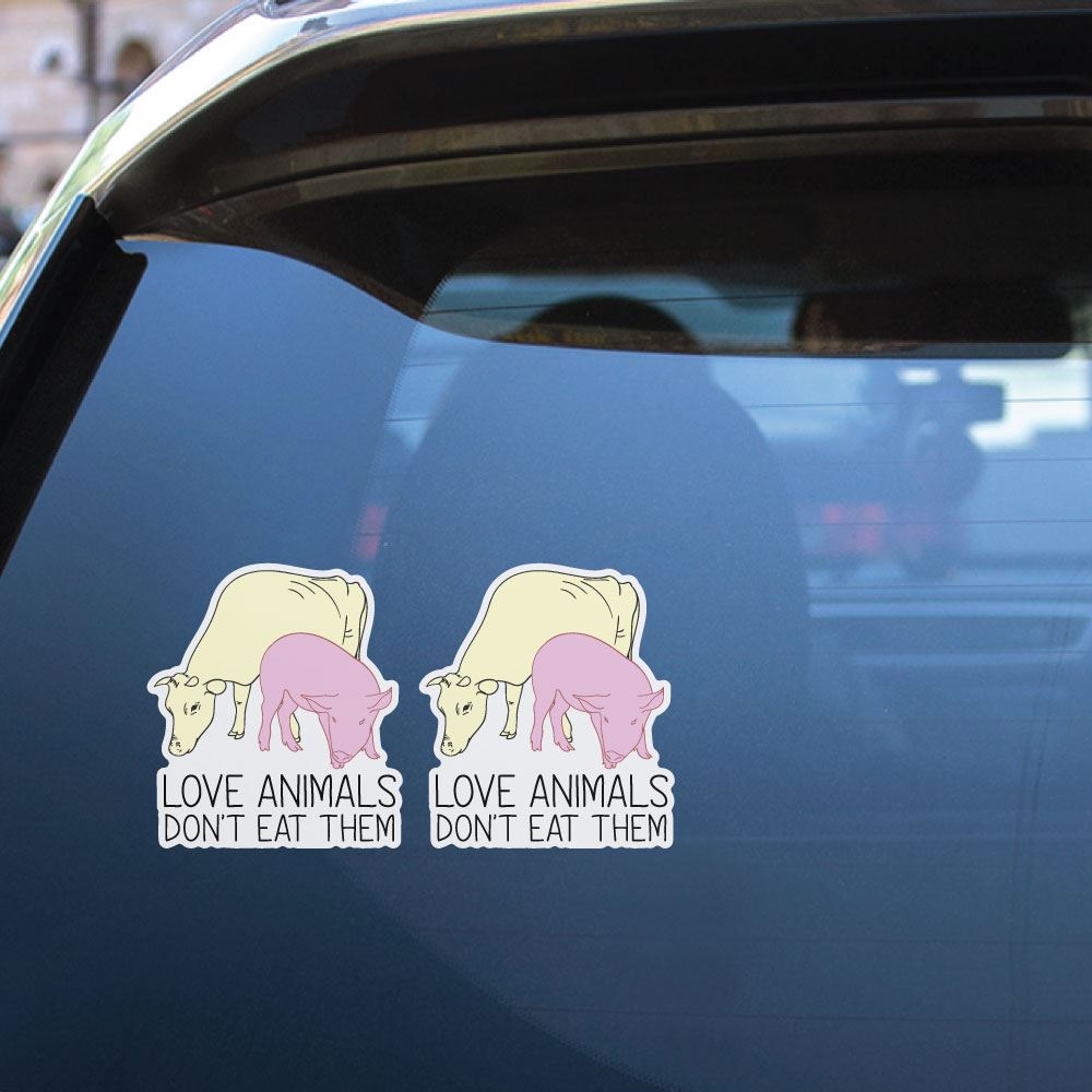 2X Love Animals Do Not Eat Them Sticker Decal