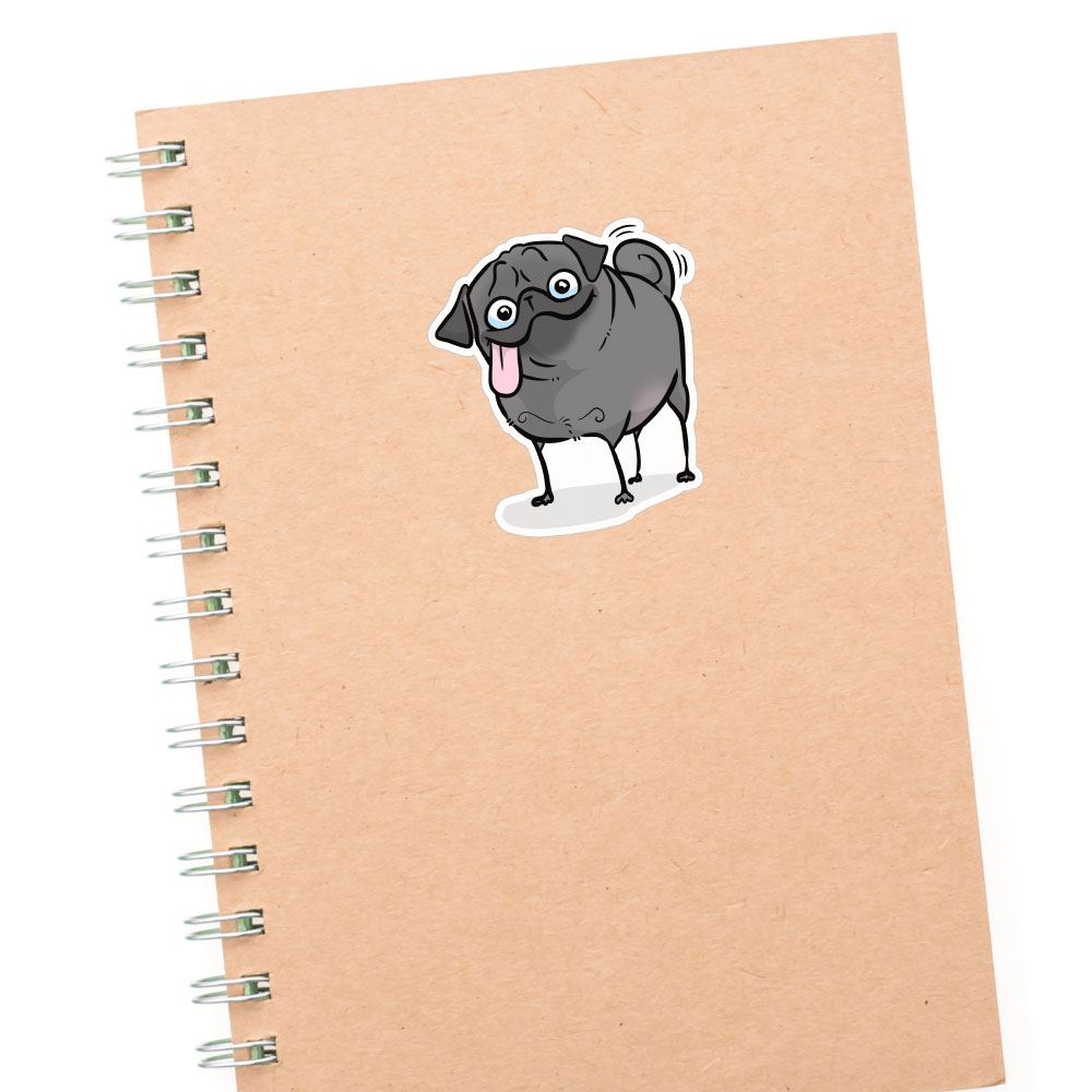 Happy Derp Black Pug Sticker Decal